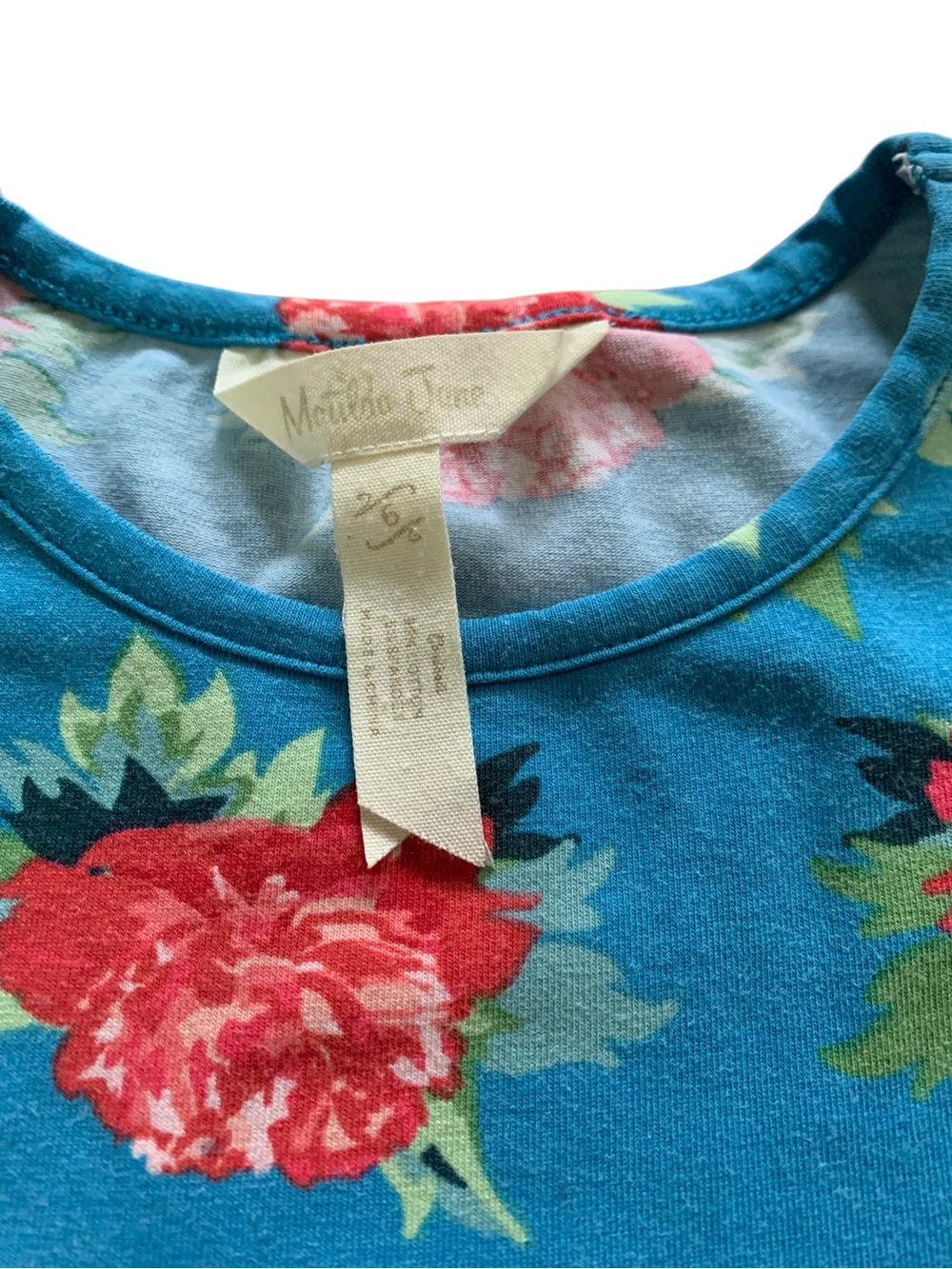 Matilda Jane Teal Blossom Pie Floral Tiered Dress with Pink Roses - Picture 6 of 6